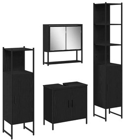 Conjunto de 4 Peças para Casa de Banho Carvalho Preto Madeira de Engen