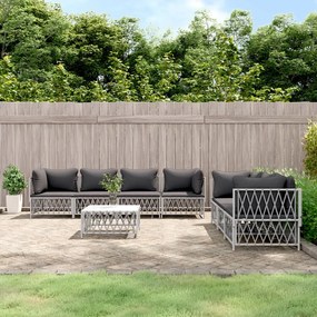 vidaXL 8 pcs conjunto lounge de jardim com almofadões aço branco