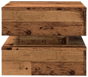Mesa de centro com luzes LED 50x50x40 cm madeira velha