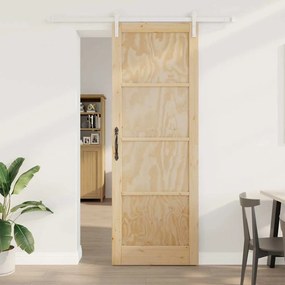 Porta Deslizante vidaXL com Conjunto de Ferragens 83x232 cm Madeira Sólida de Pinheiro