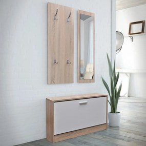 Conjunto de sapateira 3 em 1 branco e carvalho