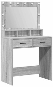 Mesa de Maquiagem vidaXL com Luzes LED Cinza Sonoma 79x41x135 cm