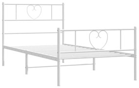 Estrutura de cama com cabeceira e pés 90x190 cm metal branco