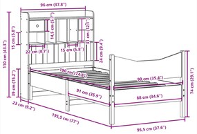 Cama sem colchão 90x190 cm madeira de pinho maciça castanho-mel
