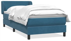 Cama com molas/colchão 90x220 cm veludo azul-escuro