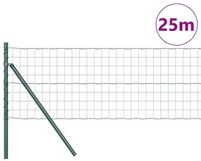 Cerca Euro com 13 Postes 0,4x25 m de Aço Galvanizado Verde