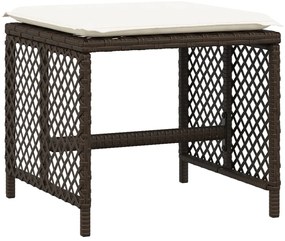 17 pcs conjunto jantar p/ jardim c/ almofadões vime PE castanho
