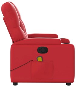 Poltrona de massagens reclinável couro artificial vermelho