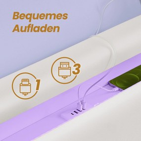 Cama de casal 140 x 200 cm (COLCHÃO NÃO INCLUIDO) com luzes led e com efeito suspenso Branca