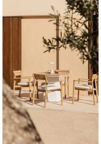 Conjunto De Mesa Quadrada 90x90 Cm Em Alumínio E Madeira De Teca Inkeri E 4 Cadeiras De Jardim Com Braços Em Madeira Saira Madeira De Teca - Sklum