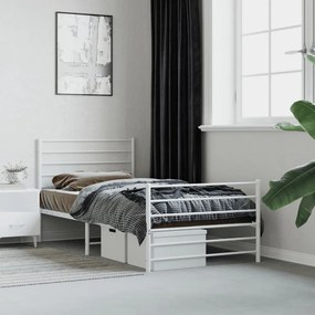 352379 vidaXL Estrutura de cama com cabeceira e pés 90x200 cm metal branco