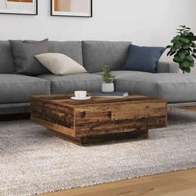 Mesa de Centro vidaXL com Luzes LED Madeira Antiga 80x80x31 cm