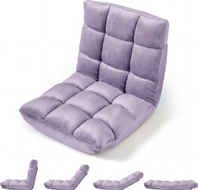 Sofá de chão dobrável 60 x 49,5 x 51 cm com encosto de 14 posições e enchimento de espuma macia para meditação, leitura e yoga Roxo