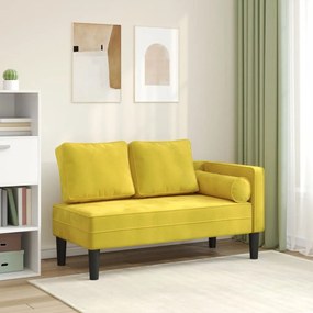 Chaise longue com almofadões veludo amarelo