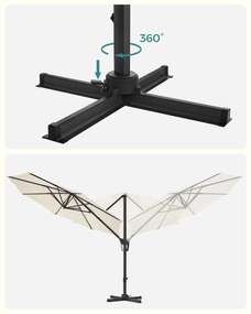 Guarda-sol cantilever Ø 3 m, base cruzada, haste em alumínio tecido de poliéster de 240 g/m bege