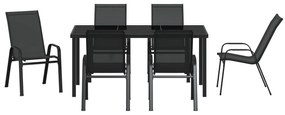 Conjunto de Jantar de Jardim vidaXL 7 Peças Preto Textilene e Aço