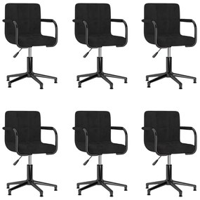 vidaXL Cadeiras de jantar giratórias 6 pcs veludo preto