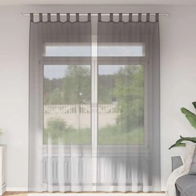 vidaXL Cortinas de voile com laços 2 pcs cinzento-escuro 140x260 cm