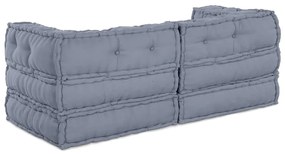Puffs Modulares - Conjunto de 2 em Tecido Cinza