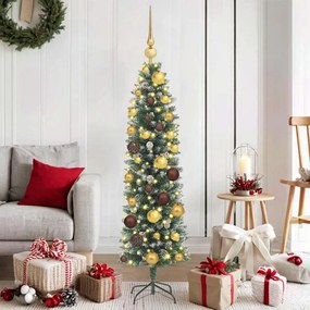 vidaXL Árvore Slim de Natal Artificial Verde e Branco 120 cm