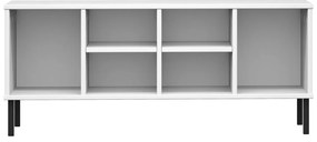 Sapateira pernas metal 106x35x45cm madeira maciça OSLO branco