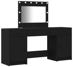 Conjunto de Maquiagem de 3 Peças vidaXL com LED Preto em Madeira Sinté