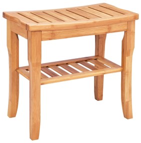 Banco de duche em bambu com Assento de duche e Pés antiderrapantes 48,5x27x45cm Castanho