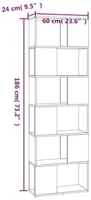 Estante/divisória 60x24x186 cm cinzento sonoma