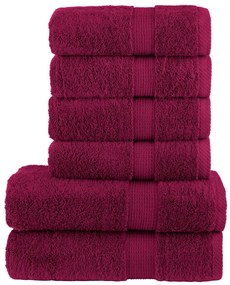 6 pcs Conjunto de toalhas premium SOLUND 600 gsm bordô