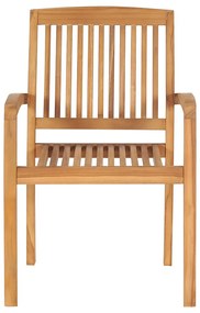 Cadeiras de jardim empiháveis c/ almofadões 8 pcs teca maciça