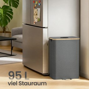 Caixote lixo para garrafas 100 L, recipiente de reciclagem com tampa e saco interior 42 x 32,5 x 70,5 cm cinza-bege
