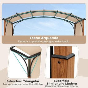 Pérgola de metal em arco retrátil com Toldo retrátil  360 x 300 cm Bege
