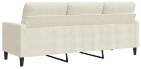 Sofá de 3 lugares 180 cm veludo cor creme