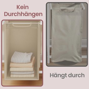 Cesto da roupa suja com 3 compartimentos, cesto com prateleira, 92,5 x 33 x 72 cm Bege