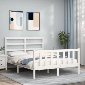 3191902 vidaXL Estrutura de cama com cabeceira 120x200cm madeira maciça branco
