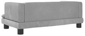Sofá infantil 80x45x30 cm veludo cinzento-claro