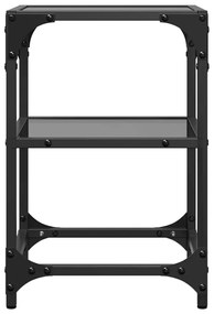 Mesas de centro c/ tampo em vidro preto 2 pcs 30x30x45 cm aço