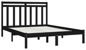 Estrutura cama dupla pequena 120x190 cm madeira maciça preto