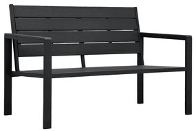 vidaXL Banco de jardim 120 cm PEAD aspeto de madeira preto