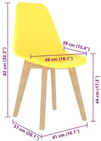 Cadeiras de jantar 4 pcs plástico amarelo