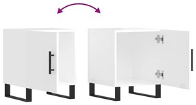 Mesa cabeceira 2pcs 40x40x50cm deriv. madeira branco brilhante