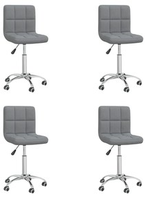 vidaXL Cadeiras de jantar giratórias 4 pcs tecido cinzento-claro