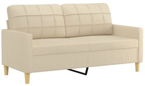 Sofá 2 lugares + almofadas decorativas 140 cm tecido cor creme