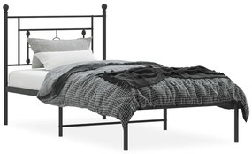 Estrutura de cama com cabeceira 90x200 cm metal preto