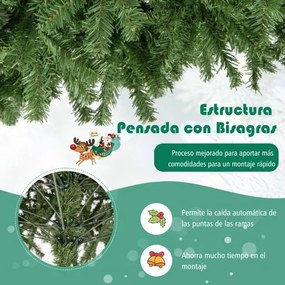 Árvore de Natal artificial de 270 cm com 2132 pontas de folhas de PVC, abertura automática e suporte de metal Verde