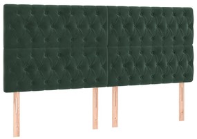 Cama box spring c/ colchão/LED 200x200 cm veludo verde-escuro