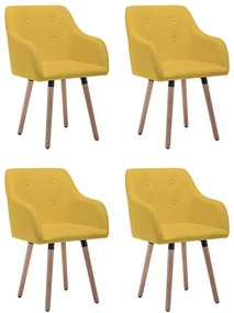 vidaXL Cadeiras de jantar 4 pcs tecido amarelo mostarda