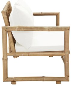 Sofá de jardim de 2 lugares com almofadões de bambu