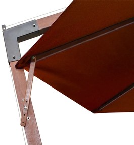 Guarda-sol de jardim suspenso com poste abeto maciço terracotta