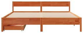 Cama sem colchão 200x200 cm pinho maciço castanho-mel